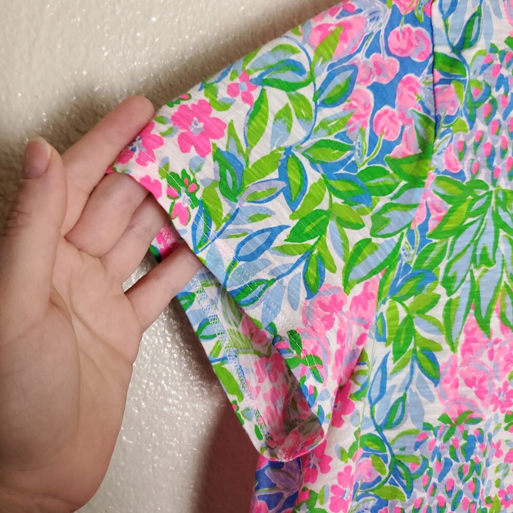 LILLY PULITZER Cotton Etta Vneck Short Sleeve Top Cherry On Top Casual Sz XL - Picture 5 of 11